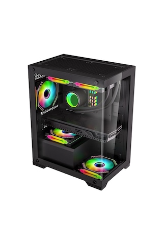 Xaser MG210 4 x RGB Fan USB 3.0 ATX Oyuncu Bilgisayar Kasası Siyah