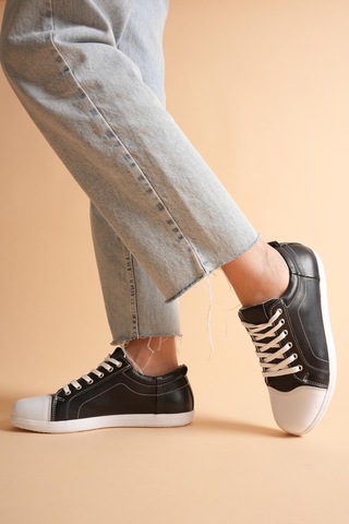 Analin Shoes Kadın Hakiki Deri Casual Spor Ayakkabı Siyah