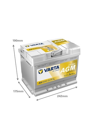 Varta A8 12v 60ah 680a Dynamic Start Stop Agm Akü Üretim Tarihi:2025