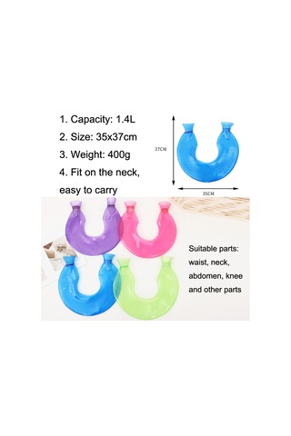 U-şekilli Pvc Sıcak Kompres Omuz Ve Boyun Patlamaya Dayanıklı Su Enjeksiyonlu Sıcak Su Torbası Mavi + Gri Kristal