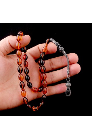 1000 Ayar Gümüş Püsküllü Arpa Kesim Karışık Renk Ateş Kehribar Te