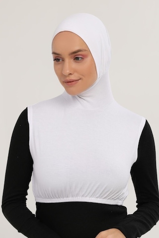 Altobeh Sıfır Kollu Boyunluklu Boneli Yarım Body Beyaz Çok Renkli