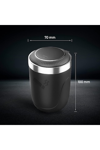 Araç İçi Mavi Işıklı Metal Küllük Krom Renk Kapaklı Yanmaz Koku Geçirmez