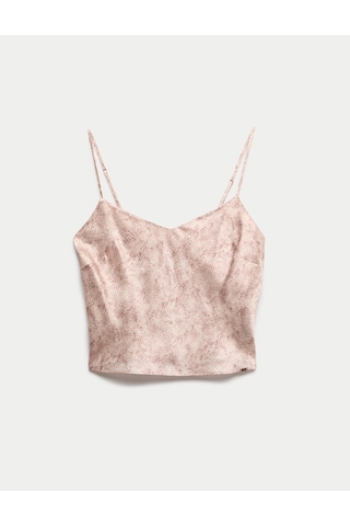 Marks & Spencer İpek Ve Dantel Detaylı Pijama Üstü Pembe Mix