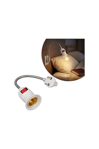 Ledx Dy-112 Prizden E27 Duya Dönüştürücü 26cm Spiralli Anahtarlı Duy Priz Tipi Esnek Duy