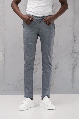 Notra Beli Lastikli Ve İplikli Slimfit Pamuklu Jogger Pantolon Mavi