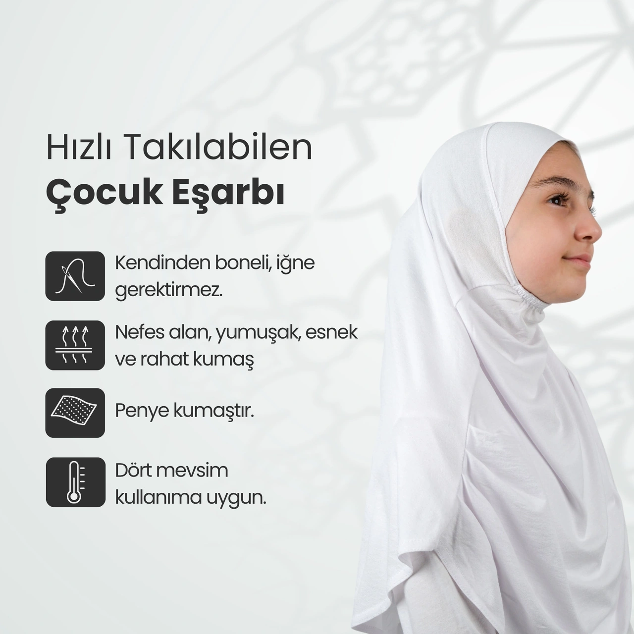 Pratik Hazır Geçmeli Çocuk Şal Krem Krem