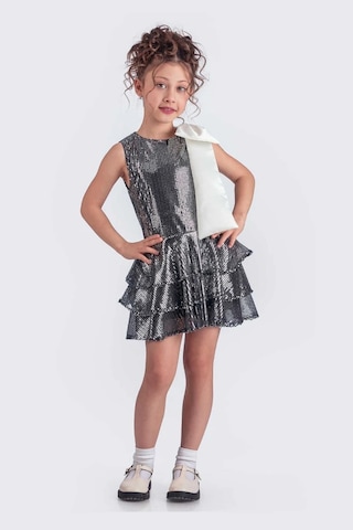 Etekli Şık Elbise Pullu 3 Kat Siyah - Gü