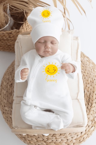 Bebewini Pamuk Baskılı 11'li İsimli Hastane Çıkışı M13 Ekru