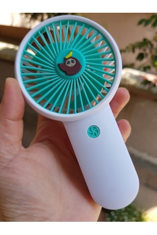 Şarjli Mini El Fanı Masa Fanı Soğutucu Masa Üstü Vantilatör Usb Stantlı Cep Telefonu Tutucu Yeşil