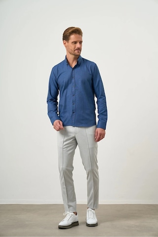 Morven Slim Fit Düğmeli Yaka Oxford Kolay Ütülenebilir Pamuklu Uzun Kollu Gömlek Kutulu