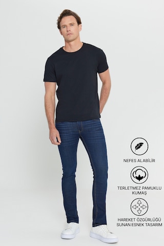 AC&Co / Altınyıldız Classics 4A4800000001SYHXS Slim Fit Bisiklet Yaka Kısa Kol Pamuklu Erkek Tişört Siyah