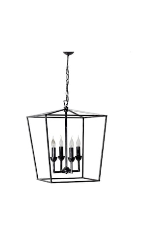 Luzarana Cage Siyah Metal Gövde Rustik Tasarım Lüx Avize Çok Renkli