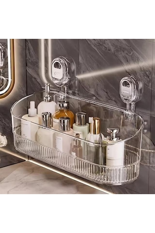 Sn-29266 Vantuzlu Şeffaf Banyo Mutfak Rafı Organizer 0