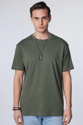 Tudors Unisex Relax Fit Rahat Kesim %100 Pamuk Yumuşak Dokulu Basic Bisiklet Yaka Haki Tişört-30850-haki Haki