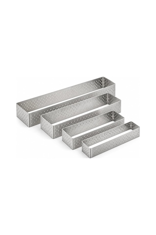 Fida Tart Çemberi Dikdörtgen Delikli Yükseklik 2 Cm Paslanmaz 8,5x15,5 Cm Inox