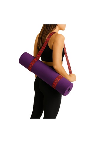 Mat Taşıma Askısı - Yoga Motifli Dijital Baskılı 205 Cm Pamuklu Mat Taşıma Askısı Çok Renkli
