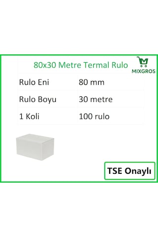 80x30 Metre Termal Yazarkasa Ve Adisyon Rulosu 100 Adet