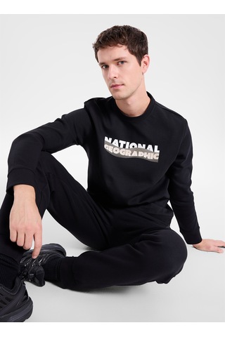 National Geographic N6wm-swt4077 Siyah Erkek Bisiklet Yaka Örme Sweatshirt