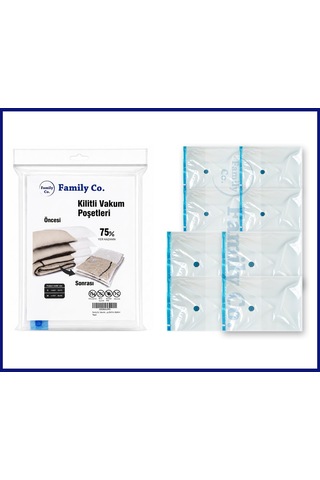 Family Co. Vakumlu Hurç Poşet Setleri 8 Parça 50x70-4, 60x80-4 Diğer
