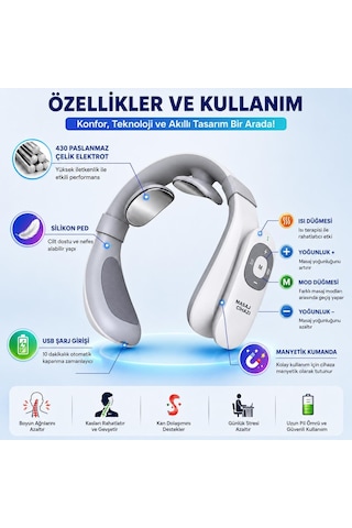 Eldi Medikal 6 Modlu Isıtmalı Wellness Teknolojisi Boyun Ve Omuz Masaj Cihazı