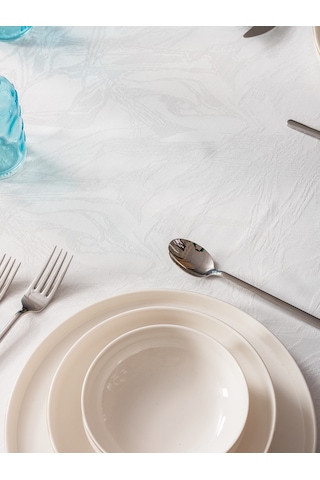 Cotton Box Jakarlı Dertsiz Masa Örtüsü Lavinia Beyaz 155x220