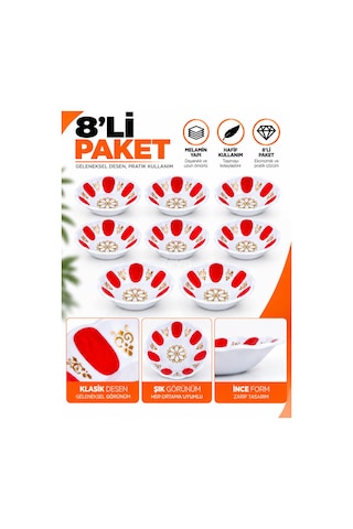 Geleneksel Çay Tabağı - Çay-kahve Bardak Altlığı 3-4-6-8 Li Kırmızı