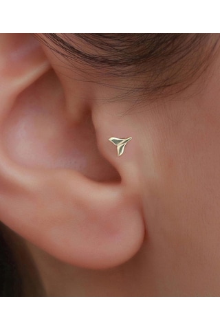 14 Ayar Altın Deniz Yıldızı Kuyruk Tragus Piercing Sarı Altın