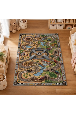 Kartela Halı Canavar Kamyon Kaymaz Taban Çocuk Oyun Halısı - 100 x 150 CM