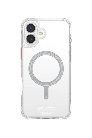 Apple iPhone 16 Plus Uyumlu Kılıf Magsafe Şarj Özellikli Şeffaf Airbag Tasarımlı Skinarma Saido Şeffaf