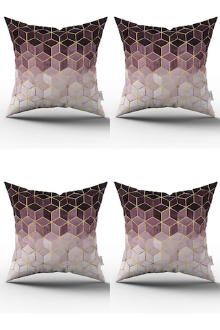 Mor Altın Mozaik Desenli Dijital Baskılı Kırlent Yastık Kılıfı Seti 4kmbs180