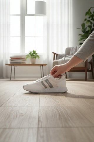 Enoch Erkek Beyaz Gri Detaylı Günlük Sneaker - Hafif Düz Taban Şık Yürüyüş Ayakkabısı Beyaz
