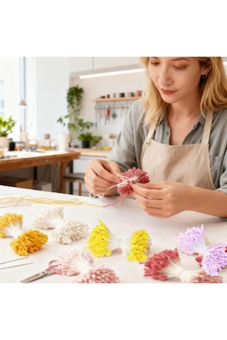 Klasik Plastik Tohum 20'li Bağ - Beyaz Çift Taraflı Yapay Çiçek Tomurcuğu, Buket Çiçek Süsleme