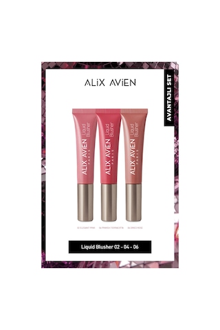 Yoğun Pigmentli E Vitaminli Kadifemsi Mat Bitişli Kremsi 3'lü Likit Allık Seti - Liquid Blusher Set