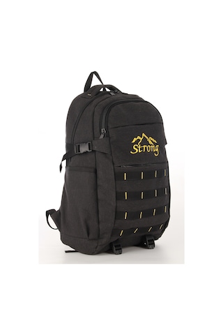 Strong Unisex Kanvas Kumaş Laptop Bölmeli Outdoor Sırt Çantası Dağcı Sırt Çantası Siyah