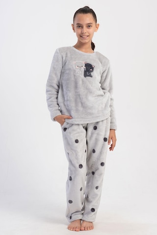 Kız Çocuk Uzun Kol Welsoft Gri Pijama Takım C4t5n1o304 001