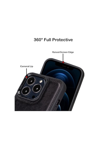 Bouletta Apple iPhone 15 Pro Max Uyumlu Deri Arka Kapak Rst1 Siyah