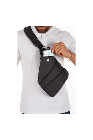 Newish Polo Heybe Keten Kumaş Çapraz Göğüs Ve Omuz Çantası New121 - Siyah