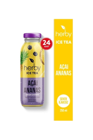 Herby Ice Tea Açai Ananas Soğuk Çay Şeker İlavesiz 24 x 250 ML