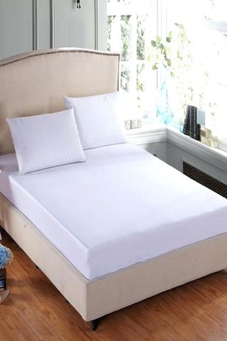 Altın Karma Çift Kişilik İnce Penye Lastikli Çarşaf 150x200 Cm 2 Adet Yastık Kılıflı Beyaz