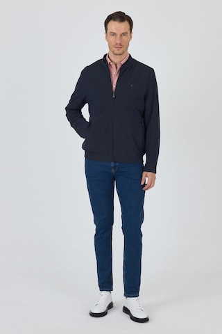 Düz Gofreli Kolej Yaka Yarım Astar Esnek Standart Fit Mont 1007250109 Koyu Lacivert