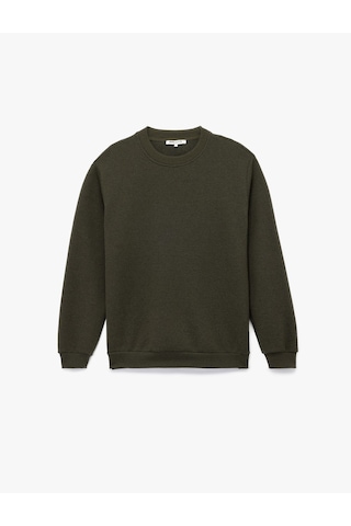 Koton Dokulu Uzun Kollu Basic Bisiklet Yaka Sweatshirt Haki 6wam70021mk Haki