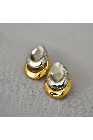 Flybuy Vintage Paslanmaz Çelik Damlacık Küpe Kadın - Bakır Saplama 1.5cm Gümüş Gümüş