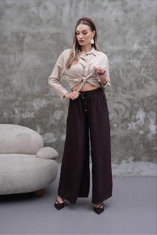 Rawea Kadın Modal Kumaş Etek Pantolon - Oversize & Geniş Paça Kahverengi