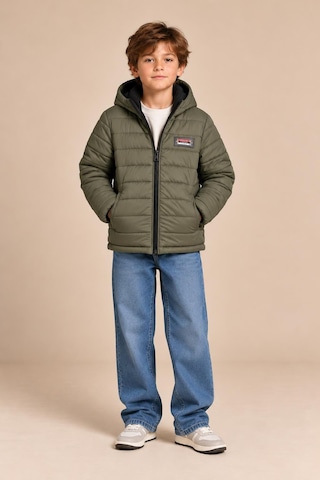 Alexandergardi Puffer Kapüşonlu Unisex Çocuk Şişme Mont Haki