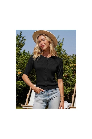 Youknitwear You Wanda %100 Pamuk Triko Hırka Siyah