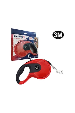 Eurodog Otomatik Tasma Yumuşak Doku Krmz Siyah 3m Siyah