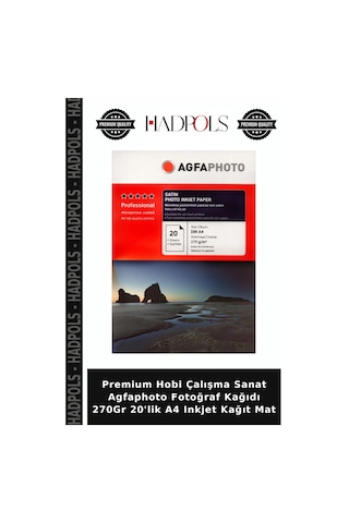 Premium Hobi Çalışma Sanat Agfaphoto Fotoğraf Kağıdı 270gr 20'lik A4 Inkjet Kağıt Mat