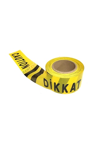 Dikkat Caution İkaz Bandı Emniyet Şeridi 75mmx250m Sarı Siyah