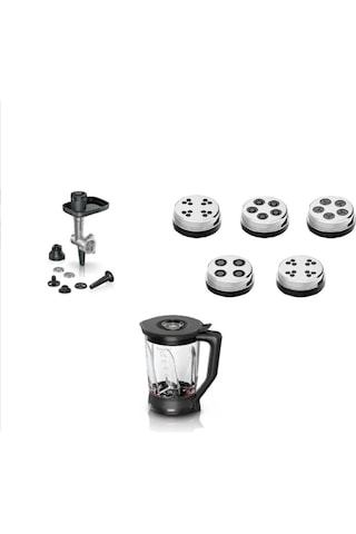 Bosch Uyumlu Mutfak Şefi Mums6zs00 -mumsz6zs17 3 Lü Aksesuvar Seti Kıyma Aparatı- Makarna Diks -cam Blender Aparatı